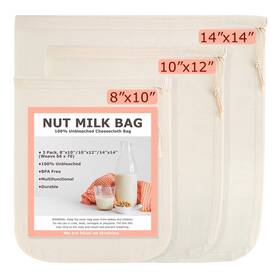 10ftftx12 Scengclos 659676238240 Nut Milk Bags All Natural Cheesecloth 8 Inch X10 14ftftx14ftft 3 Pack 10