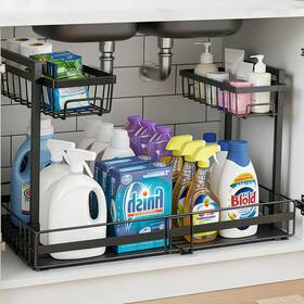 Seektik 766997779052 Under Sink Organizer 1 Pack 2-tier 12.2 X 15.35 14.57 Inches Black
