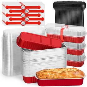 B0drfy96vn Selizo 60pk 6.8oz Mini Loaf Baking Cake Pans With Lids Rectangle Disposable Alum