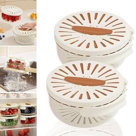 Shapeazy 397410610358 Fruit Draining Basket With Lid Foldable Handle Multi-function Refrigerator Cr