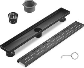 St-101-32b Sharp-tec Linear Shower Drain 32 Inch Removable Pattern Cover Matte Black 304 Ss