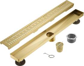 St-103-36g Sharp-tec Linear Shower Drain 36 Inch Removable Pattern Cover Brushed Gold 304 St-103-36g Sharp-tec Linear Shower Drain 36 Inch Removable Pattern Cover Brushed Gold 304