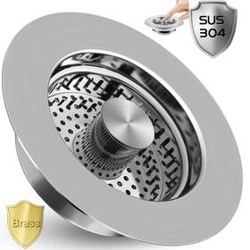 Sh5668 Shayrub 3 In 1 Kitchen Sink Drain Strainer Stopper Sus Stainless Steel Food Catcher