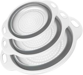 Ki001 Shengtongda Collapsible Colander 3-pack Set Space-saving Foldable Kitchen Strainer With Non