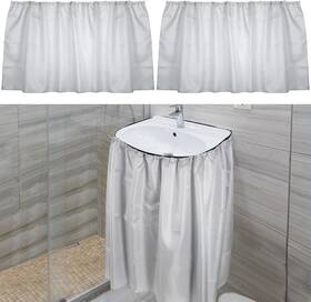 Ml108d Sibosen 2 Pack Fabric Sink Skirt Diamond 32 Inch W X 55 L Of Sliver Gray