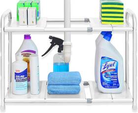 Bo-014-3 Simple Houseware Under Sink 2 Tier Expandable Heavy Duty Metal Shelf Organizer R