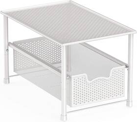 Cb-007-4 Simple Houseware Stackable Under Sink Cabinet Sliding Basket Organizer White