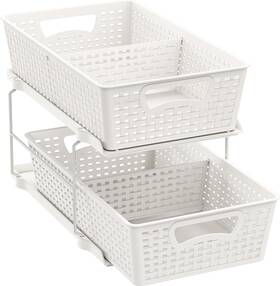 Cb-06c-w Simple Houseware 2 Tier Bathroom Organizer Tray Pull-out Sliding White