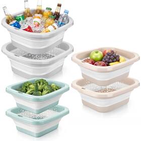 Singhoow Kez-singhoow-3128 3 Set Collapsible Colander And Sink Basin 248 Quart Dish Pan Stra Inch