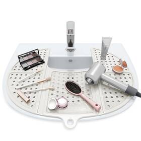 Mpn-st-sv2-w Sink Topper Bathroom Counter Cover And Storage Saver Foldable Silicone Mat For Hot Tools Hair