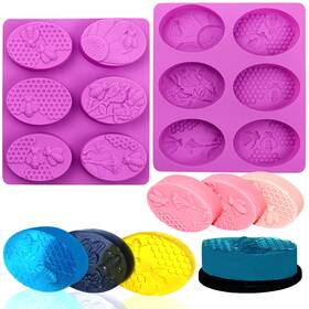 Siqinzongwa 794677220464 2pcs Oval Bee Silicone Soap Molds 3d Honeycomb Shape 6 Cavity Ho