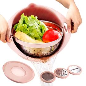 Siwriom 658358679722 4-in-1 Colander With Mixing Bowl Set Kitchen Strainers Food Strainer
