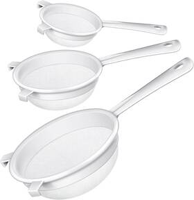 Skyley 445008669669 3 Pcs Plastic Nylon Mesh Strainer Colander With Handle Double Ear Fine Food