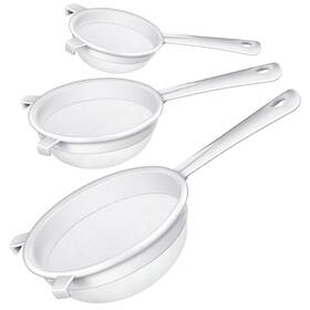 Skyley Xi-skyley-1285 3 Pcs Plastic Nylon Mesh Strainer Colander With Handle Double Ear Fine Food M