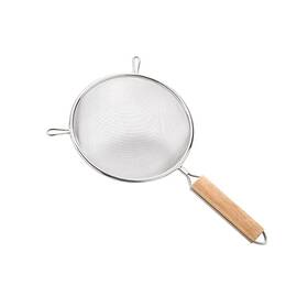 E006 Skypro Tm Strainer With Single Fine Mesh 8-inch Diameter Large Stainless Steel Tan