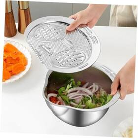 2-1-304-ss Slowtee 304 Stainless Steel 2 In 1 Grater Slicer Shredder With Colander 2-1-set Silver
