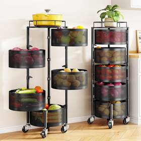 Xzzwj-5-sbn1 Sntd Fruit And Vegetable Basket Bowls For Kitchen With Metal Top Lid 5 Tier