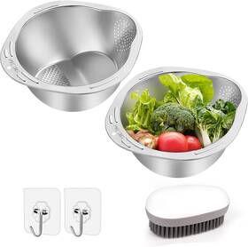 Sohoteco 313034197128 2 Pcs Rice Washer Small Ricer Rinser Strainer 3 Quart Stainless Steel Colande