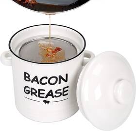Soligt68 Soligt 445057223218 Ceramic Bacon Grease Container With Strainer - 600ml / 20oz Farmhouse Grea