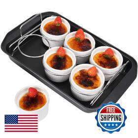 B08q2wx5np Soligt Creme Brulee Set 6 Porcelain Ramekins 6oz Stainless Steel Rack 9x13 Inch Pan