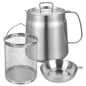 Ag359 Sophrept 2 In 1 Deep Fryer Pot With Oil Storage 2.1 Quart 304 Stainless Steel Tempura Fry