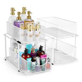 Sorbus 192405066481 2 Sets Of Tier Metal Under Sink Organizer For Pack White