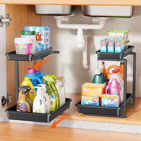 Sczwj-1 Sotfamily Under Sink Organizer And Storage Pull Out 2 Pack Black