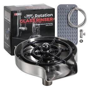 Spacerr 198168230701 Stainless Steel Glass Rinser With Drying Mat Powerful 360 Cup Washer For S