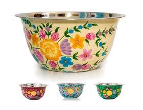 Shdblw17 Spices Home Decor Large Hand Painted Stainless Steel Fruit Bowl - Decorative Floral F... Fast Ship
