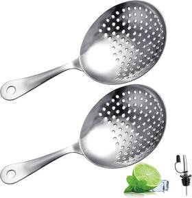 Nk-008-2strainer-1 Spnkmjuj 2 Pcs Julep Strainer Cocktail For Drinks Stainless Steel Bar Silver