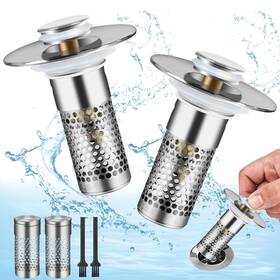 Staova-shuicaosai-02 Staova 2 Pcs Universal 2-in-1 Sink Stop&drain Strainer-upgraded Pop-up Design Plug