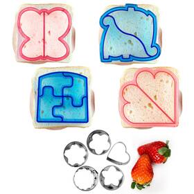 Starpack Home 351238002108 4pcs Sandwich Set - Cutter For Kids With 5 Shapes Bread Fruits And