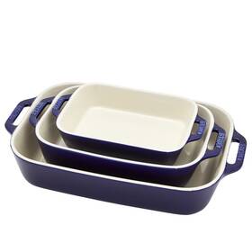 B08vjkjpkn Staub Ceramic 3-pc Rectangular Baking Dish Set Dark Blue