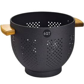 Stockpot 765150669223 Metal Colander With Bamboo Wood Handle 6 Quart Large Strainer Self-drain Inch Stockpot 765150669223 Metal Colander With Bamboo Wood Handle 6 Quart Large Strainer Self-drain Inch