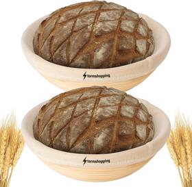 B0c2k3nx66 Stormshopping Banneton Bread Proofing Basket Set - 2 Pack 10 Inch Round Sourdough Bowls