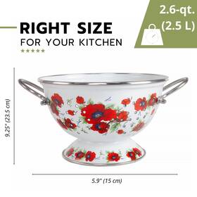 Stp Goods 691766017588 2.6 Quart Enameled High Quality Versatile Colander