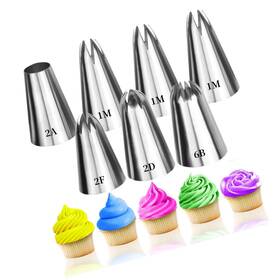 Pred-240118p7 Strendier 7pcs 1m 2d 2f Large Piping Tips Set Stainless Steel Cake Decoration T