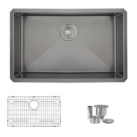 S-711xn Stylish 30 X 18 Inch Black Kitchen Sink 9 Inches Deep 16g Stainless Steel 10
