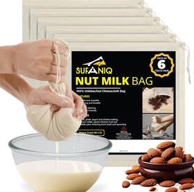 Sufaniq 445055998996 Nut Milk Bag - 6 Pack 12 X Inches 100% Unbleached Cotton Cheese Cloth F