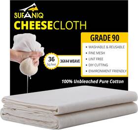 Sufaniq 726084350601 Cheese Cloths Grade 90 36 Sq Feet 100% Pure Cotton Reusable Cheesecloth Unbl