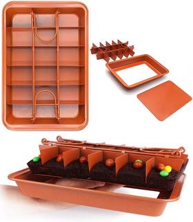 B07wwx5845 Sujude Brownie Pan With Dividers Baking Tray All Edges-only - Bite Size Steel Co