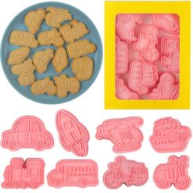 Cks8562-mjl Supjeswek 8 Pcs Transportation Vehicle Cookie Cutters Set Baking Molds 3d Transportatio
