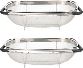 S-overthesinkstrainer-2pc Suwimut 2 Pack Over The Sink Oval Colander For Kitchen Stainless Steel Fine Mes