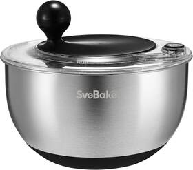 W002 Svebake 5.3 Quart Stainless Steel Salad Spinner With Stop Button - Quick And Easy Lettuce Sp