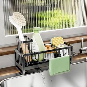 Zwj142-b Swtymiki Sponge Holder For Kitchen Sink - Caddy With Brush Medium Black