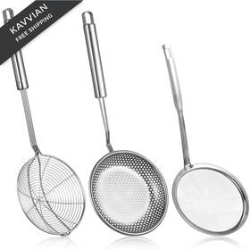 E9hfma39 Synhhergyx 619233 1 Spider Strainer And Skimmer Spoon Set 3-piece Stainless 15 Inches Silver