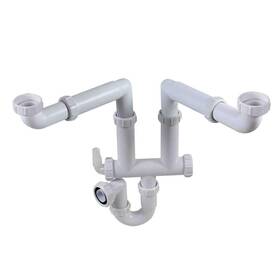 Talea 941212974151 Double Kitchen Sinks Drain Pipe Kit Rear Hard Tube