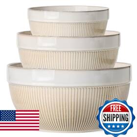 B0fg8b779q Teakiss Large Ceramic Mixing Bowls Glazed White Kitchen Bowl 10 Inch /8 /6 Set O