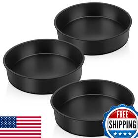 B0bpcbp1cf Teamfar 8 Inch Non-stick Stainless Steel Round Cake Pans Set Of 3 Baking Layers
