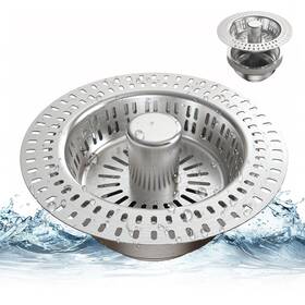 Tecfino 850056896207 Upgraded 3 In 1 Kitchen Sink Drain Strainer And Stopper Stainless Pop U